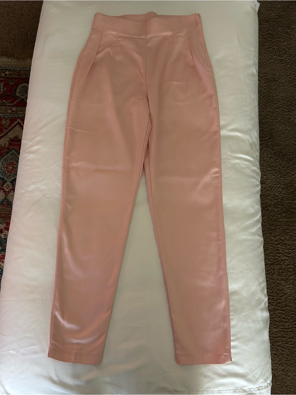 High-Waist Blush Straight-Leg Pants